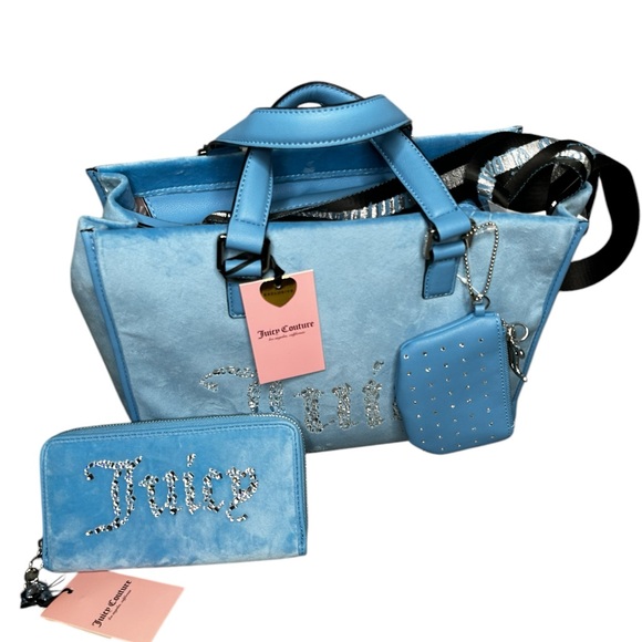 Juicy Couture Handbags - 🔥4PIECE BUNDLE🔥Juicy Couture Blue Women's Bag And Wallet Set Includes Coin Pouch